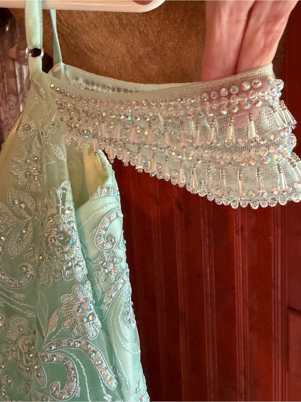 Light Mint Tulle Dress with Embellished Bodice - Picture 4 of 7
